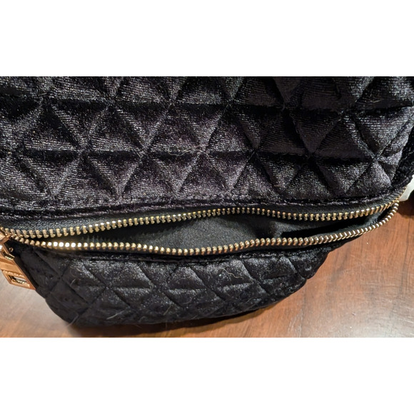 BEBE Quilted Black Velvet Mini Backpack Gold Hardware NWT - Picture 4 of 7